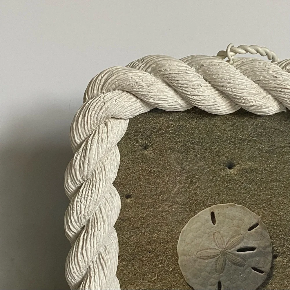 Rope Frame Sheffield Home Nautical Resin White Twisted 4 X 6 Photo Beach EUC